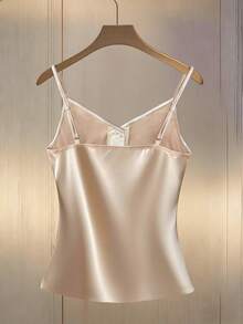 Franclia Women's Minimalist Commuter Open Front Button Knit Camisole Vest With Asymmetrical Hem - Apricot - View 2