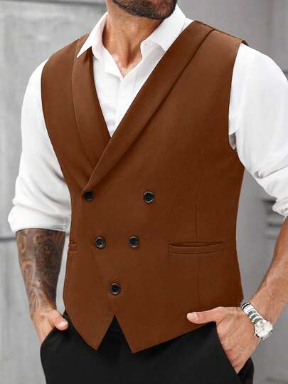 Manfinity Mode เสื้อกั๊กสูทลำลอง/ธุรกิจกระดุมแถวเดียวไซส์ใหญ่สำหรับผู้ชาย, ชุดทางการสำหรับผู้ชาย, เสื้อกั๊กผู้ชายลำลอง, เหมาะสำหรับใส่ไปทำงานในชีวิตประจำวัน, ชุดลำลองสำหรับวันหยุดฤดูร้อนสำหรับผู้ชาย, สินค้าขายดีของ INS, เหมาะสำหรับออกไปข้างนอกและใส่ในชีวิตประจำวัน, มีกระดุมปิดเพื่อลุคที่มีสไตล์และหลากหลาย. เป็นของขวัญที่ดีสำหรับแฟนหรือสามีของคุณ. เสื้อกั๊กสูทลำลองสำหรับผู้ชายใส่ในชีวิตประจำวัน