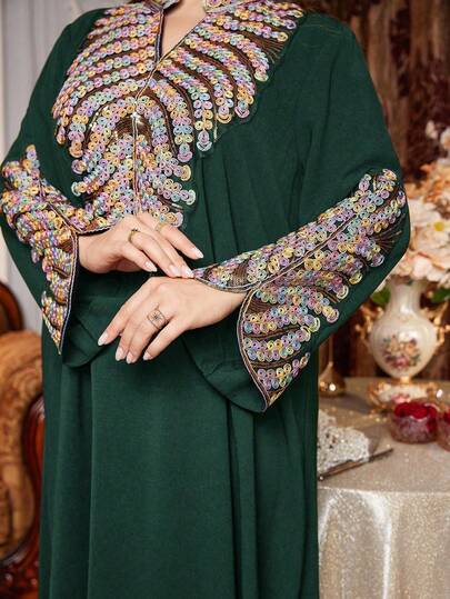 Al Najma Plus Size Women's Elegant Turkish Style Embroidered Dress