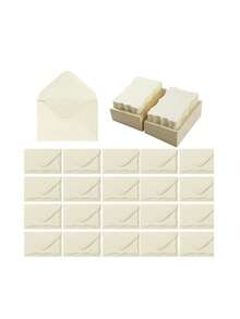 20张邀请卡及信封套装，另附20张空白便笺卡，小型自封信封 - 非常适合毕业典礼、婚礼、婴儿派对、邀请函和回复卡，米色文具 - 多色 - 查看 5