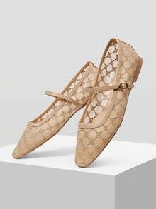 MOTF 女士网面方头平底鞋 - 杏色 - 查看 10
