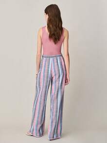 Nöista Wide-Leg Pants Vertical Stripes With A Elastic Waistband. Set, Co-Ords, Summer, Spring, Women. Woman Outfit. - Blue - View 2