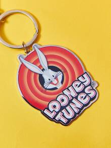 LOONEY TUNES X SHEIN 1个卡通趣味微笑兔子加字母复制金属钥匙扣，可爱休闲，适合日常生活 - 彩色 - 查看 3