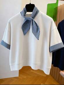 Resyla Summer Vacation Flattering Pale Yellow Lace Patchwork Shirt, Gentle Ruffled Collar Puff Sleeve Embroidered Textured Elegant Blouse - White - View 1