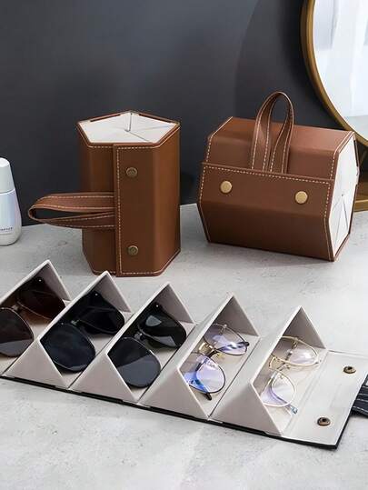 נרתיק אחסון מתקפל למשקפיים עם 2/3/4/5/6 חריצים, מארגן משקפיים רב תכליתי נייד ומתקן תלייה לנסיעות, סלון וחדר שינה