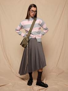 COUREZ Long Sleeve Zip Up Cardigan In Stripe /Y2K Spring Clothes For Women Cute Cardigans Going Out Tops Party Outfits  Summer Tops Summer Outfits - Pink - View 5