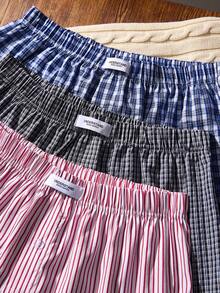 3条装条纹格子舒适休闲男士哈伦裤 - 彩色 - 查看 3