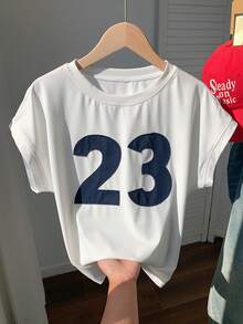 Comfortcana 女士圆领数字印花休闲百搭日常短袖T恤 夏季女装 - 白色 - 查看 4