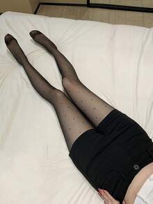 FRIFUL 女士波点网眼性感连裤袜 - 黑色 - 查看 2