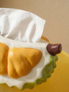 Joivida 1个榴莲造型纸巾盒，客厅纸巾盒，高端创意设计，2026新款，餐桌纸巾盒，收纳盒 - 榴蓮 - 查看 2