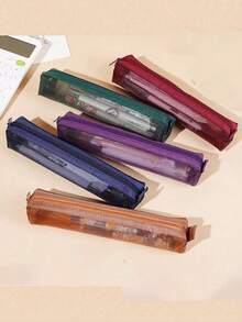 1/2/3pcs Minimalist Transparent Mesh Pencil Case, Student Exam Supply Pouch, Mini Square Storage Bag Back To School, Back To School, School Supplies, Pencil Pouch, School Bag - Black - View 20