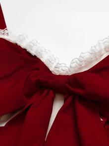 Sweetra Spring, Summer, Fall, Spring/Fall, Vacation, Elegant, Graduation Dress, Summer Women Outfit, Red Cherry Blossom Slip Dress, Floral Mini Skirt, Lolita Tulle Dress, Sweet Spaghetti Strap Dress, Elegant Lolita Cake Dress, Countryside Cherry Blossom - Multicolor - View 4