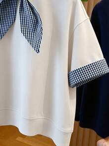 Resyla Summer Vacation Flattering Pale Yellow Lace Patchwork Shirt, Gentle Ruffled Collar Puff Sleeve Embroidered Textured Elegant Blouse - White - View 6