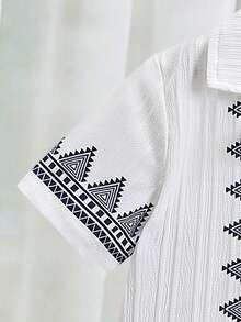 SHEIN Playful Pals Baby Boy Geometric Pattern Patchwork Collar Short Sleeve Shirt And Shorts Set Black And White Baby Boy Outfit Baby Matching Set Summer Baby Boy Clothes Summer 2 Piece Set Baby Boys Outfit Baby Boy Shirt And Short Set - Beige - View 6