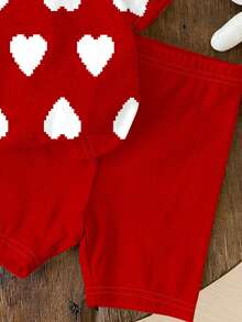 Bộ áo thun cổ tròn tay ngắn và quần short bó sát màu đỏ anh đào, dễ thương, kiểu retro, thích hợp cho mùa xuân/hè. - Nhiều màu - Xem 6
