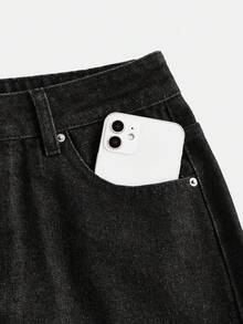 Maija Women's Denim Mini Skirt, Y2K Style, Suitable For Music Concerts, Back To School - Black - View 3