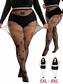 SHEIN CURVE+ Calze autoreggenti sexy nere per donna taglia curvy, adatte per feste e San Valentino - nero - Visualizzare 1