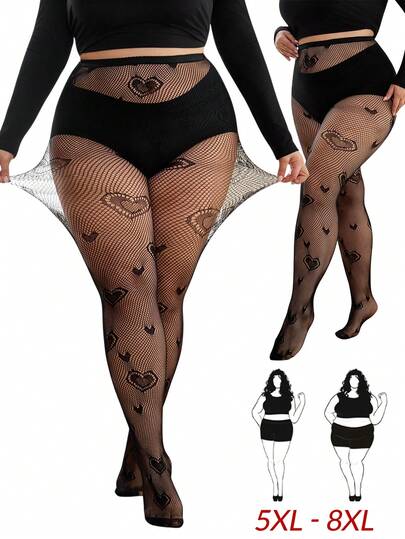 SHEIN CURVE+ Curve Size US22Music Festival, Seaside Vacation, Bohemia Women's Sexy Party Black Stockings Leggings,