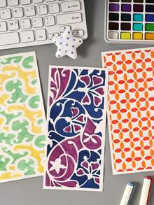 1 件装虚线和图像手绘报纸模板，镂空绘画，PET 镂空模板，喷漆，绘画模板 - 單件 - 查看 7