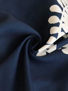 Brillora 女士露背流苏系带高开衩休闲印花沙滩度假连衣裙 - 藏蓝色 - 查看 10