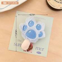 1Pc Cute Plush Cat Paw Hair Clips - Versatile Kawaii Barrettes For Girls, Perfect For Bangs, Side Hair & Flyaways - Multicolor - View 7