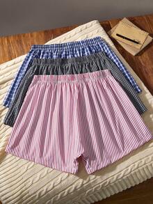 3条装条纹格子舒适休闲男士哈伦裤 - 彩色 - 查看 2