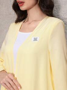 Graceveil Women's Elegant Fashion Leather Label Yellow Arabic Abaya - Yellow - View 7