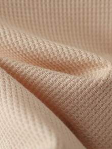 Franclia 女士休闲驼色罗纹针织常规长度无袖圆领蝙蝠袖T恤 - 駝色 - 查看 5