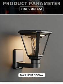 1 pieza Esta luz de pared solar inteligente mejorada cuenta con una fuente de luz COB, es fácil de instalar y es adecuada para iluminación exterior en patios, cercas, entradas de vehículos y otras áreas. - Negro - Ver 8