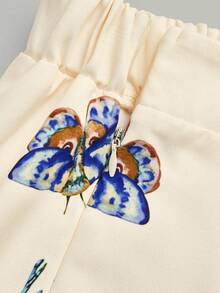 GlowEve CURVE 加大码女式杏色复古印花抽绳腰A字短裤。适合场合：日常休闲穿着、度假、轻度社交场合、轻度办公/通勤。 - 彩色 - 查看 5