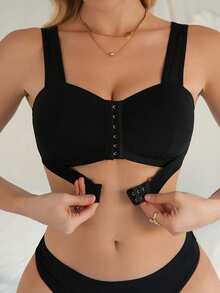 Conjunto de lencería de 3 piezas con cierre de botones delantero, cómodo y de moda - Multicolor - Ver 6