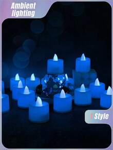 1 Set - 24 PCS Blue Light Atmosphere Layout Electronic LED Small Candles Simulation Round Small Tealights Including Button Batteries Multi-Color Optional Halloween,Spooky,Autumn,Festival,Holiday ,Winter,Holiday,Festival,Room Decor,Gifts,Home Decor,Candle Warmer,Led Candles,Fake CandlesCandle Lights Birthday Graduation - 藍光 - 查看 1