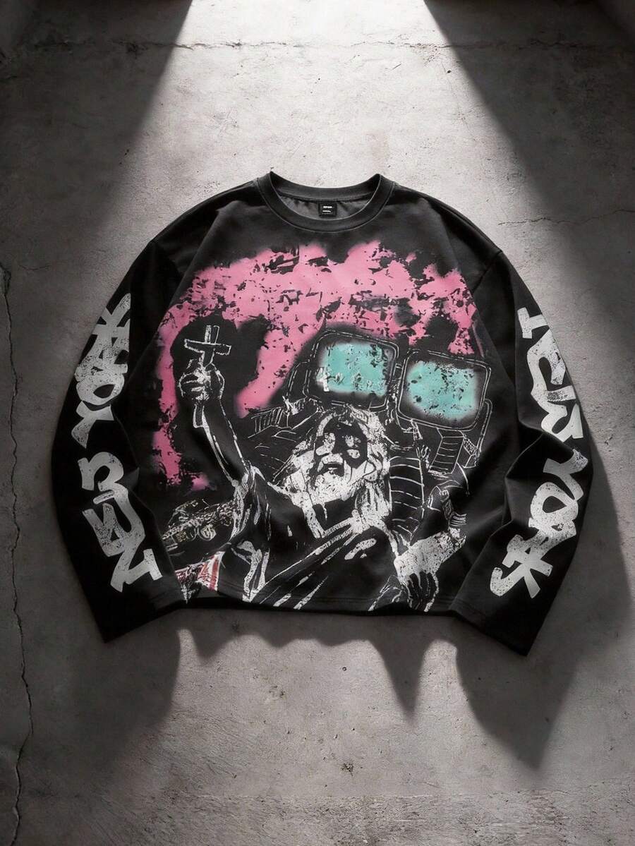 AXEPEAK 男士休闲时尚街头图案T恤 - 彩色 - 查看 1