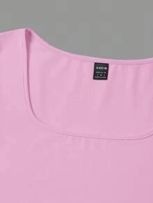SHEIN EZwear 3件/套 女士针织T恤，多色，春夏基础款T恤 女士方领上衣 套装 纯色T恤 女士基础款上衣 多件装上衣 女士短袖上衣 修身款上衣 - 彩色 - 查看 13
