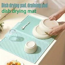 1PC Silicone Dish Drying Mat, (Large, Medium, Small), Non-Slip Anti-Shock Noise-Reducing Mat, Desktop Insulation Pad, Foldable Draining Mat, Rollable Draining Mat, Heat-Resistant Pot Mat, Silicone Drying Mat, Multi-Function Draining Mat, Holiday Gift, Kitchen Accessory, Desktop Accessory - Multicolor - View 10