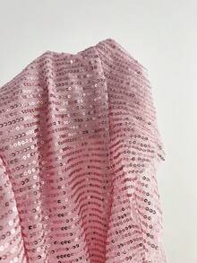 Elamini Women's Fashionable Sequin Ruffle Hem Strapless Dress, Summer - Pink - View 4