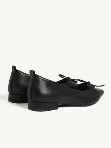 CUCCOO CHICEST Women Shoes Spring And Summer New Bow Pleated Pointed Square Thick Heel Black PU Leather Women's High Heel Single Shoes Elegant Wear Commuter Style - Black - View 10