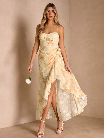 Enchnt Spring/Summer Romantic Women's Elegant Green Sleeveless Dress With 3D Floral Decor Round Neck, Summer, Elegant & Chic,Sweet&Elegant For Vacation&Party&Date&Holiday&Going Out&Valentine's Day,Elegant Dress For Women