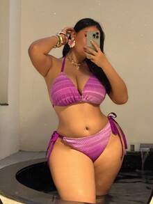 Swim SXY Plus Size Gradient Fabric Sexy Swimwear Set, European And American Style - Multicolor - View 5