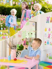 MINKOJA 12 Pack 4.7 Inch Easter Plush Bunnies Keychain Eggs Stuffed Bunny Set Plush Rabbit With Eggs Filler Or Basket Filler Rabbit Keychain Set Easter Party Favors Gifts, Multi-Color - Multicolor - View 3
