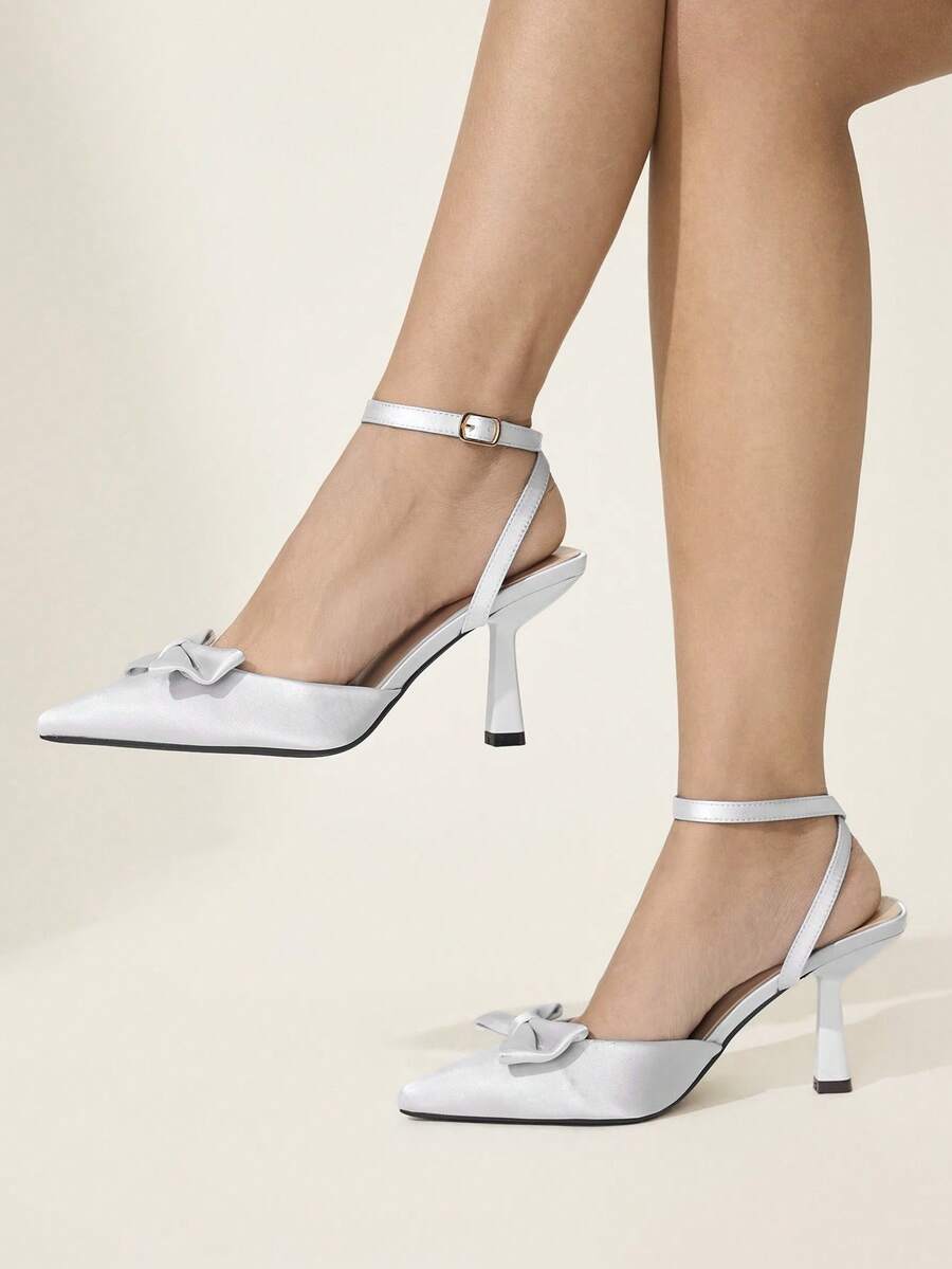 CUCCOO CHICEST 女士尖头搭扣设计日常百搭时尚高跟鞋 - 灰色 - 查看 1