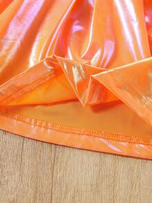 Elladie kids Young Girls' Pleated A-Line Mini Skirt, Fashionable School Style For Summer - Orange - View 3