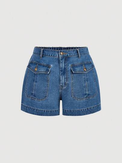 Sweetra Women's Casual Loose Denim Shorts With Pockets, Plus Size, Spring & Summer