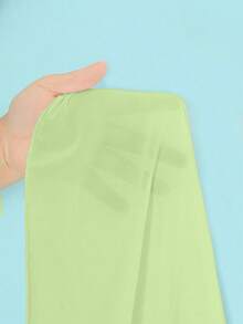 Swim Vcay 3 pièces Ensemble de bikini de couleur unie pour femmes avec maillot de bain imprimé aléatoire - Vert acidulé - Voir 7