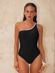Swim Chiccia 1 Stück Damen eleganter einfarbiger Badeanzug mit Schleife und rückenfreiem Design - Schwarz und Weiss - Übersicht 5