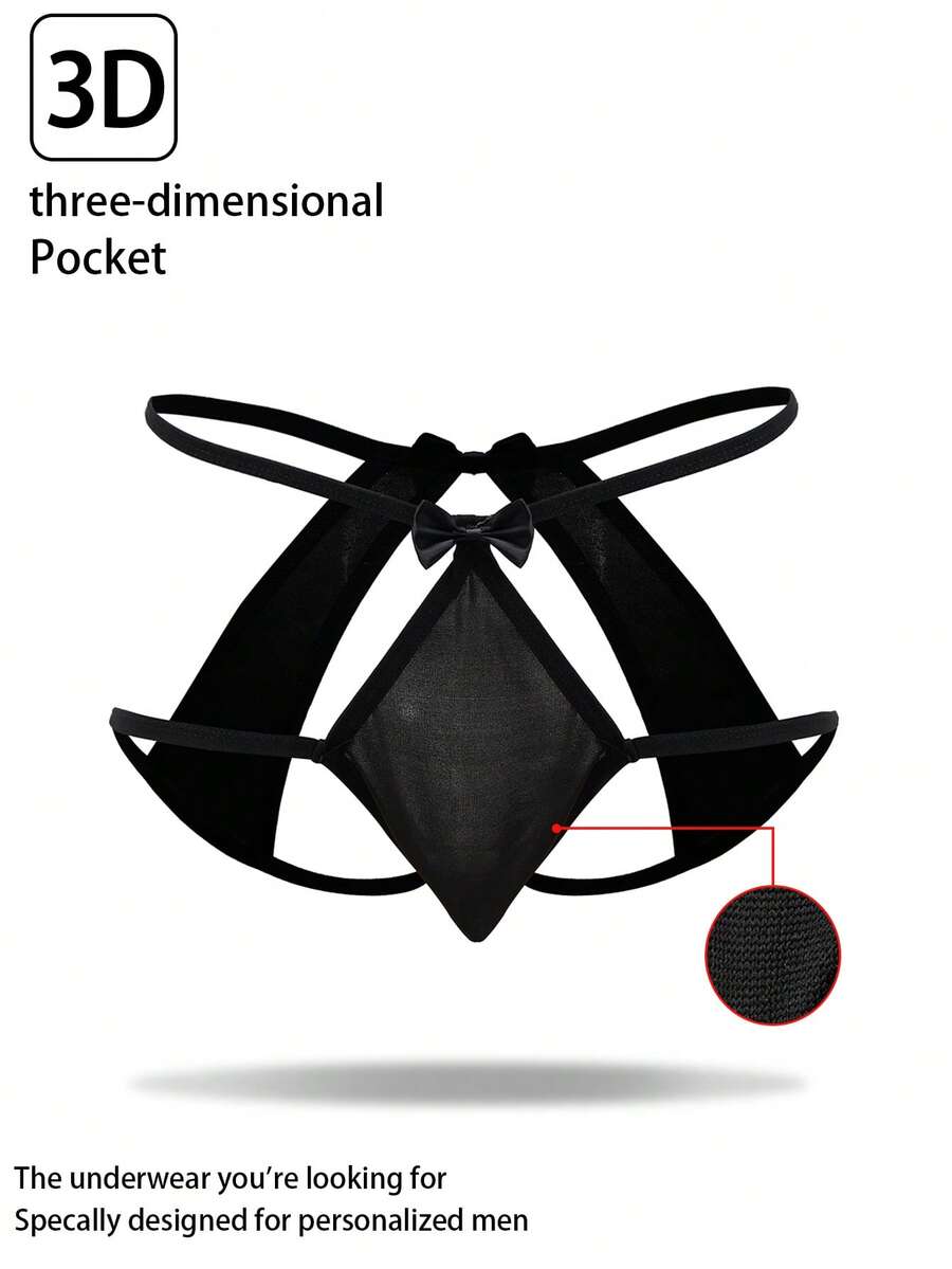Bowknot Lingerie For Men, Valentine's Day - Black - View 1
