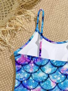 色彩鲜艳的豹纹连体泳衣，适合青少年女孩，采用弹力梭织面料，适合海滩、游泳和度假。 - 彩色 - 查看 5