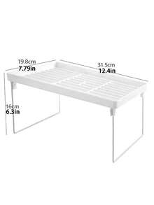 This 4-Piece Stackable Kitchen Shelf Set Features Foldable Open Shelving Made From , High-Quality PP Material And Rust-Resistant Metal. It Can Be Expanded For Use On Kitchen Countertops, Bathrooms, And Cabinets, And Is Also Suitable For National Day, Christmas, Thanksgiving, Home Decor, And Fall Decor. - White - View 3