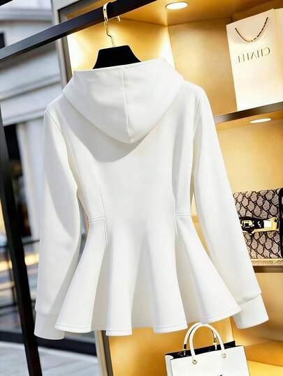 GlowEve CURVE 大码女式纯色休闲连帽拉链长袖卫衣