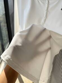 Comfortcana Bộ đồ 2 mảnh cỡ lớn dành cho nữ mùa Thu/Đông 2025, áo sơ mi cài nút thêu họa tiết và quần kẻ sọc, trang phục đi biển màu trắng cho mùa thu, trang phục Lễ Tạ ơn, váy dự tiệc năm mới, quần áo nữ. - Nhiều màu - Xem 11